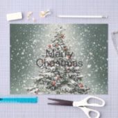 グリーンクリスマスツリーカラフルオーナメント白雪 薄葉紙 (クラフト)