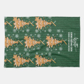 グリーンクリスマスツリークッキーベーキングクルー雪片 キッチンタオル (横)