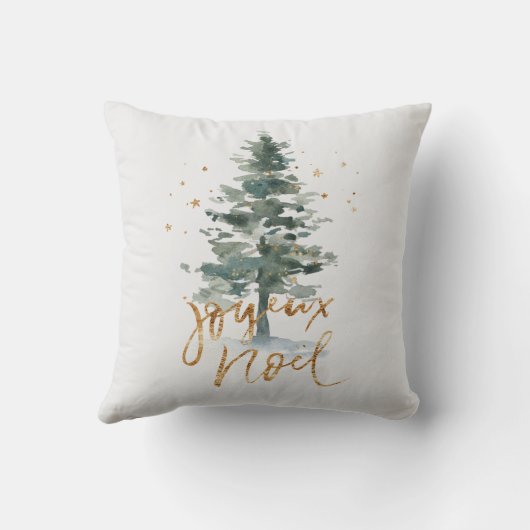 グリーンクリスマスツリージョユーノエル金ゴールドタイポグラフィ クッション (裏面)
