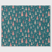 グリーンクリスマスツリーズスノーフレークスグリーンクリスマス ラッピングペーパー (フラット)