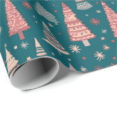 グリーンクリスマスツリーズスノーフレークスグリーンクリスマス ラッピングペーパー (ロールコーナー)
