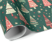 グリーンクリスマスツリーズスノーフレークスグリーンクリスマス ラッピングペーパー (ロールコーナー)