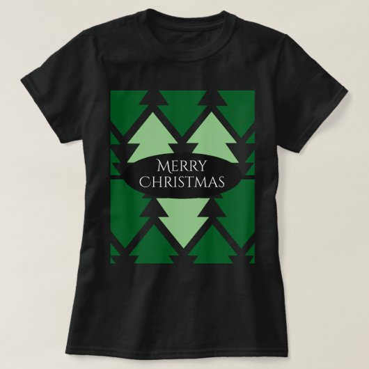 グリーンクリスマスツリーズホリデーブラック Tシャツ (デザイン正面)