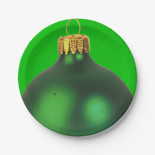 グリーンクリスマスツリーデコレーションパーティーホリデー ペーパープレート (正面)