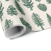 グリーンクリスマスツリーパインツリーホワイトスノー ラッピングペーパー (ロールコーナー)