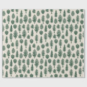 グリーンクリスマスツリーパインツリーホワイトスノー ラッピングペーパー (フラット)