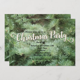 グリーンクリスマスツリーパインホリデーパーティー招待状 招待状