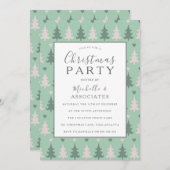 グリーンクリスマスツリーパターンクリスマスパーティー 招待状 (正面/裏面)