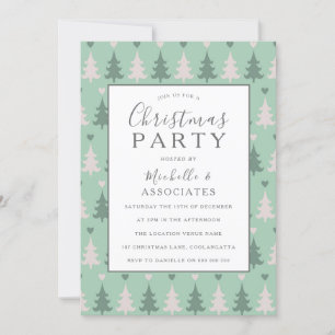 グリーンクリスマスツリーパターンクリスマスパーティー 招待状