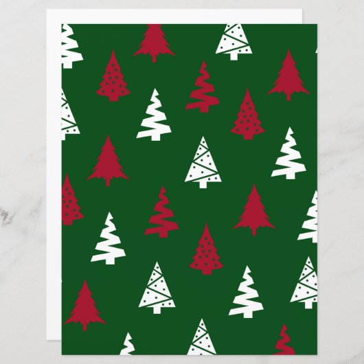 グリーンクリスマスツリーパターンスクラップブック紙 (正面/裏面)