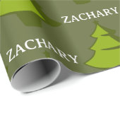 グリーンクリスマスツリーパーソナライズされたギフト ラッピングペーパー (ロールコーナー)