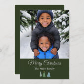 グリーンクリスマスツリーパーソナライズされた写真 シーズンカード (正面/裏面)