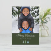 グリーンクリスマスツリーパーソナライズされた写真 シーズンカード (スタンド正面)