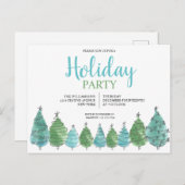 グリーンクリスマスツリーパーティの招待状はがき インビテーションポストカード (正面/裏面)