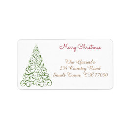 グリーンクリスマスツリーファンシーのアパーソナライズされたドレス ラベル