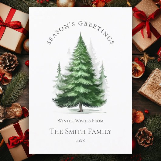 グリーンクリスマスツリーホリデーカード シーズンカード