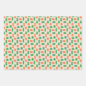 グリーンクリスマスツリーホリデーライトとプレゼント ラッピングペーパーシート (正面3)