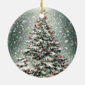 グリーンクリスマスツリーホワイトスノービューティフル セラミックオーナメント (裏面)