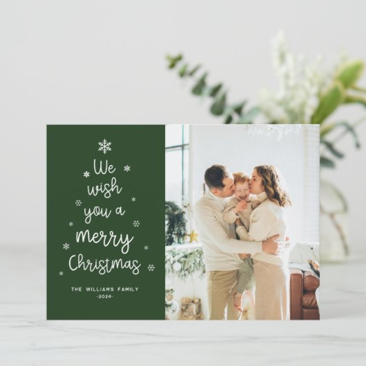 グリーンクリスマスツリーメリークリスマスフォト シーズンカード (スタンド正面)