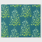 グリーンクリスマスツリーラデンオーナメントティール（緑がかった色）ブルー ラッピングペーパー (フラット)