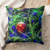 グリーンクリスマスツリーレッドボール クッション (ブランケット)