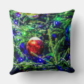 グリーンクリスマスツリーレッドボール クッション (裏面)