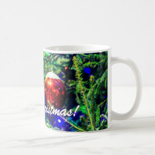 グリーンクリスマスツリーレッドボール コーヒーマグカップ