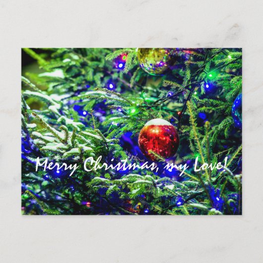 グリーンクリスマスツリーレッドボール シーズンポストカード (正面)