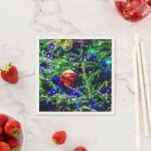 グリーンクリスマスツリーレッドボール スタンダードカクテルナプキン (インサイチュ)