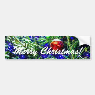 グリーンクリスマスツリーレッドボール バンパーステッカー