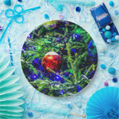 グリーンクリスマスツリーレッドボール ペーパープレート (パーティー)