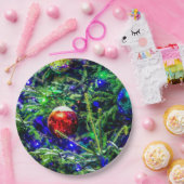 グリーンクリスマスツリーレッドボール ペーパープレート (パーティー)