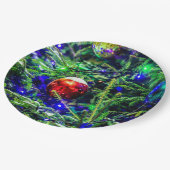 グリーンクリスマスツリーレッドボール ペーパープレート (アングル)