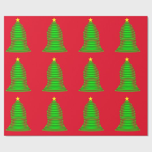 グリーンクリスマスツリーレッドラッピング紙 ラッピングペーパー (フラット)