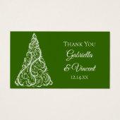 グリーンクリスマスツリー冬の結婚式メッセージカード (正面)