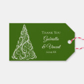 グリーンクリスマスツリー冬の結婚式メッセージカード ギフトタグ (正面(横))