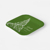 グリーンクリスマスツリー冬の結婚式 ペーパープレート (傾斜あり)