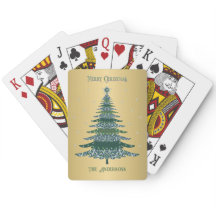 グリーンクリスマスツリー名カスタム付きゴールドフォイル