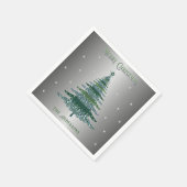 グリーンクリスマスツリー名前をカスタムする銀箔 スタンダードカクテルナプキン (角)