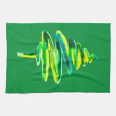 グリーンクリスマスツリー抽象芸術水色 キッチンタオル (横)