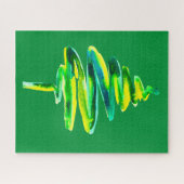 グリーンクリスマスツリー抽象芸術水色 ジグソーパズル (横)