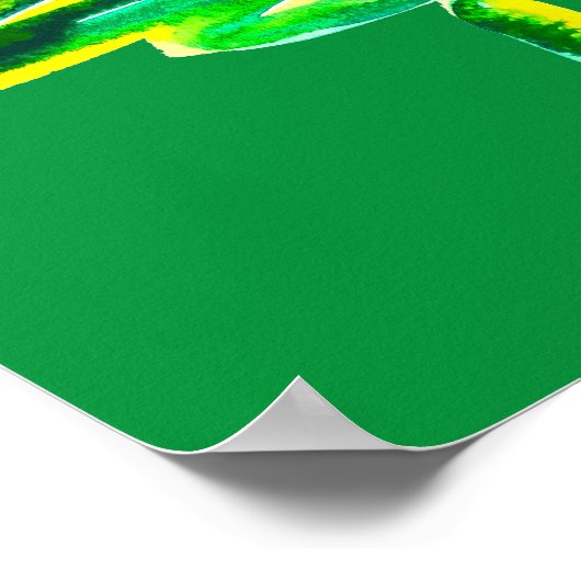 グリーンクリスマスツリー抽象芸術水色 ポスター (角)