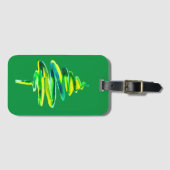 グリーンクリスマスツリー抽象芸術水色 ラゲッジタグ (正面横)
