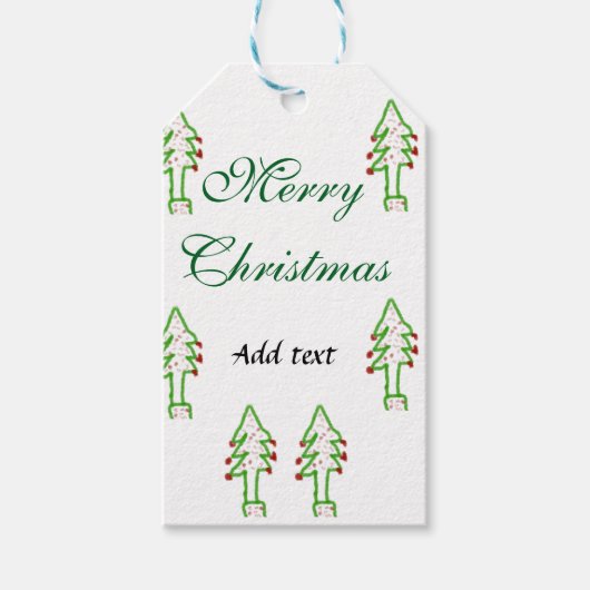 グリーンクリスマスツリー赤さくらんぼメリークリスマスモ ギフトタグ (正面)