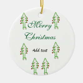 グリーンクリスマスツリー赤さくらんぼメリークリスマスモ セラミックオーナメント