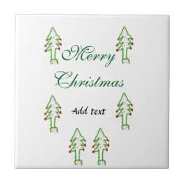 グリーンクリスマスツリー赤さくらんぼメリークリスマスモ タイル