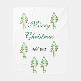 グリーンクリスマスツリー赤さくらんぼメリークリスマスモ フリースブランケット