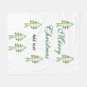 グリーンクリスマスツリー赤さくらんぼメリークリスマスモ フリースブランケット (正面(横))