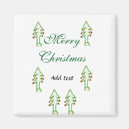 グリーンクリスマスツリー赤さくらんぼメリークリスマスモ マグネット