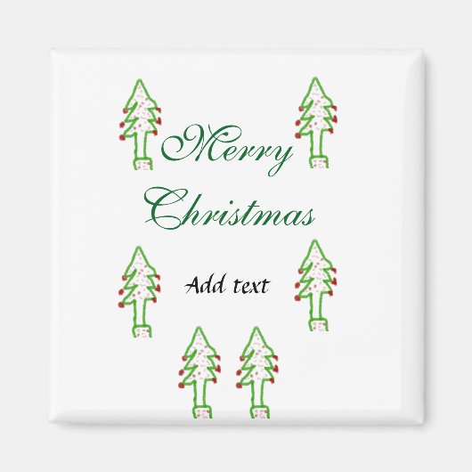 グリーンクリスマスツリー赤さくらんぼメリークリスマスモ マグネット (正面)